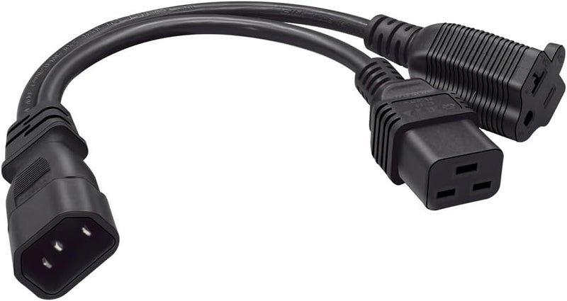 TEWOXIN IEC320 IEC C14 to C19 + NEMA 5-20R Y Splitter Power Cord,for Data Center PDU & High-Power Servers(1FT/0.3M) - Image 1